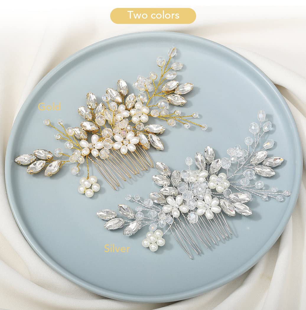 Bijou cheveux Jakawin avec cristaux et perles pour brillance délicate.