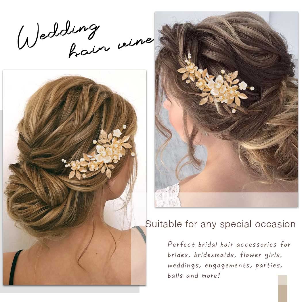 Broche cheveux JAKAWIN or cristaux, éclat raffiné pour soirées et cérémonies.