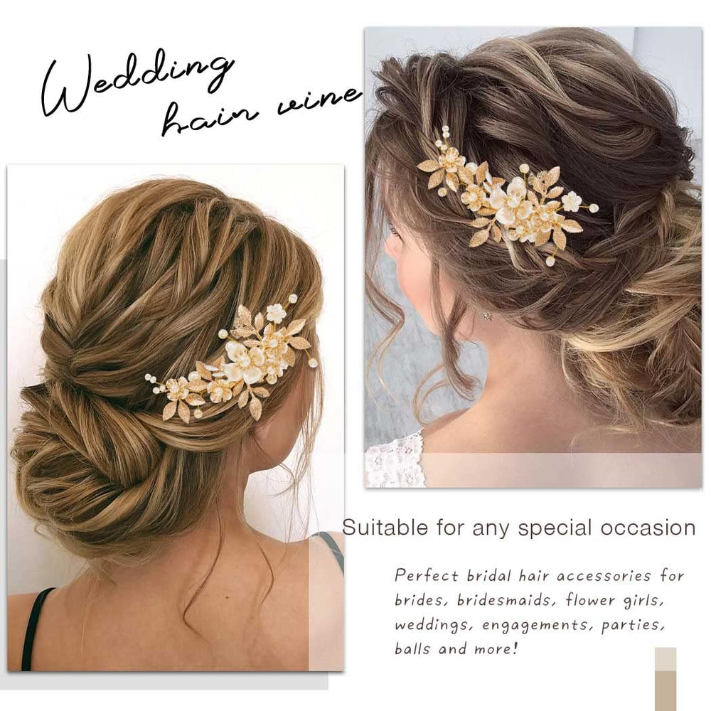 Broche cheveux JAKAWIN or cristaux, éclat raffiné pour soirées et cérémonies.