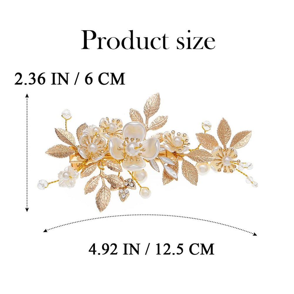 Broche cheveux JAKAWIN or dentelle et perles, touche romantique à votre coiffure.