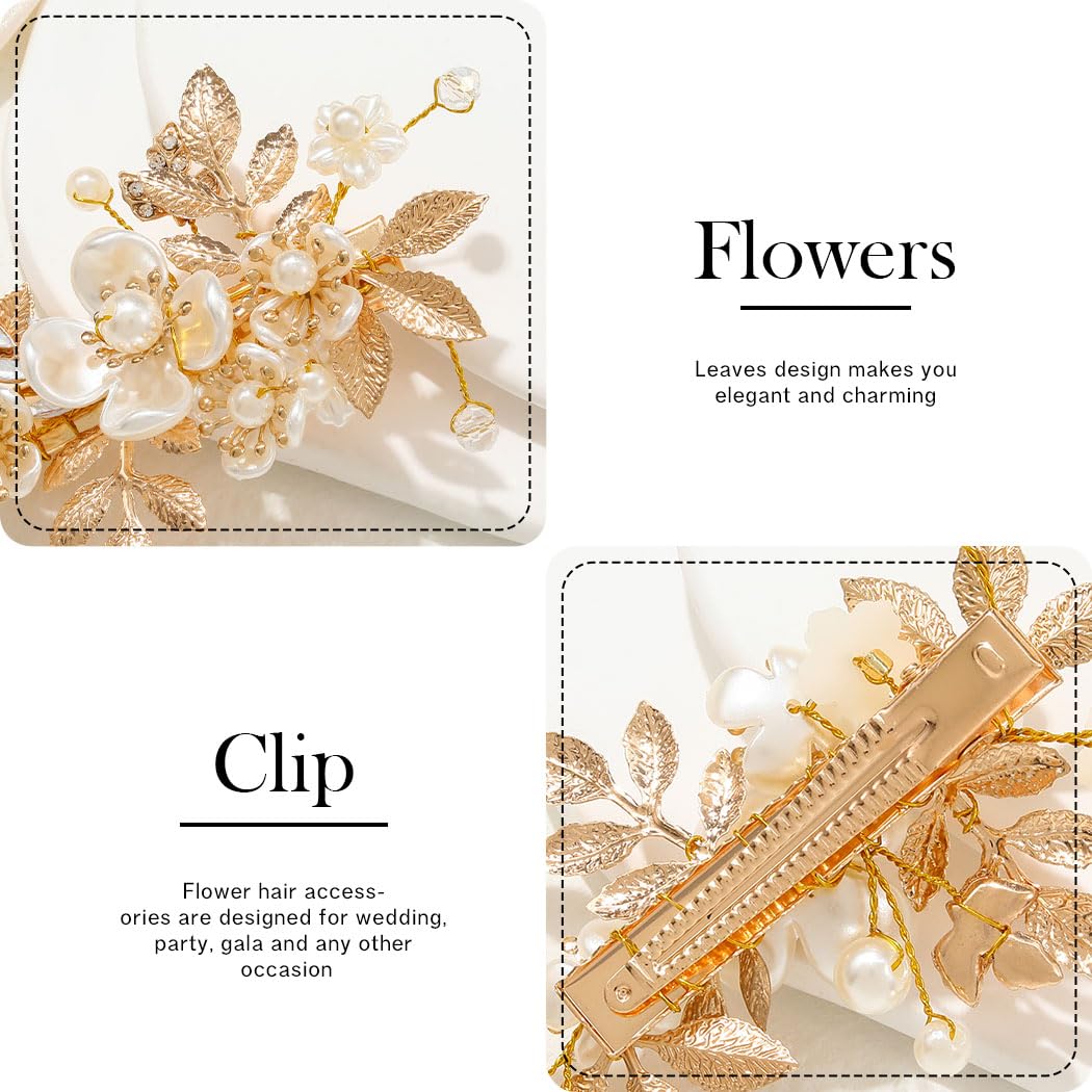Broche cheveux JAKAWIN or détail métal, parfait pour un look moderne et chic.