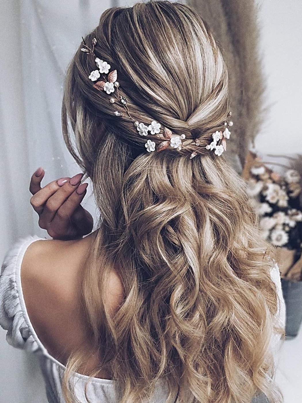 JAKAWIN HV103 guirlande-cheveux mariée argent, raffinement durable pour votre coiffure.