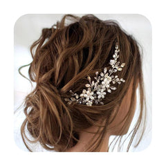 Peigne JAKAWIN pour mariage avec perles et cristaux argentés.