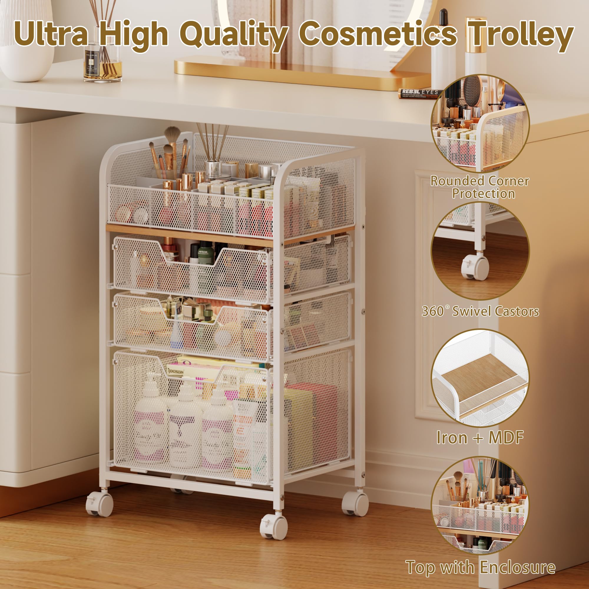 Jakyitvi Rangeur Maquillage Design Blanc – esthétique moderne pour votre espace.