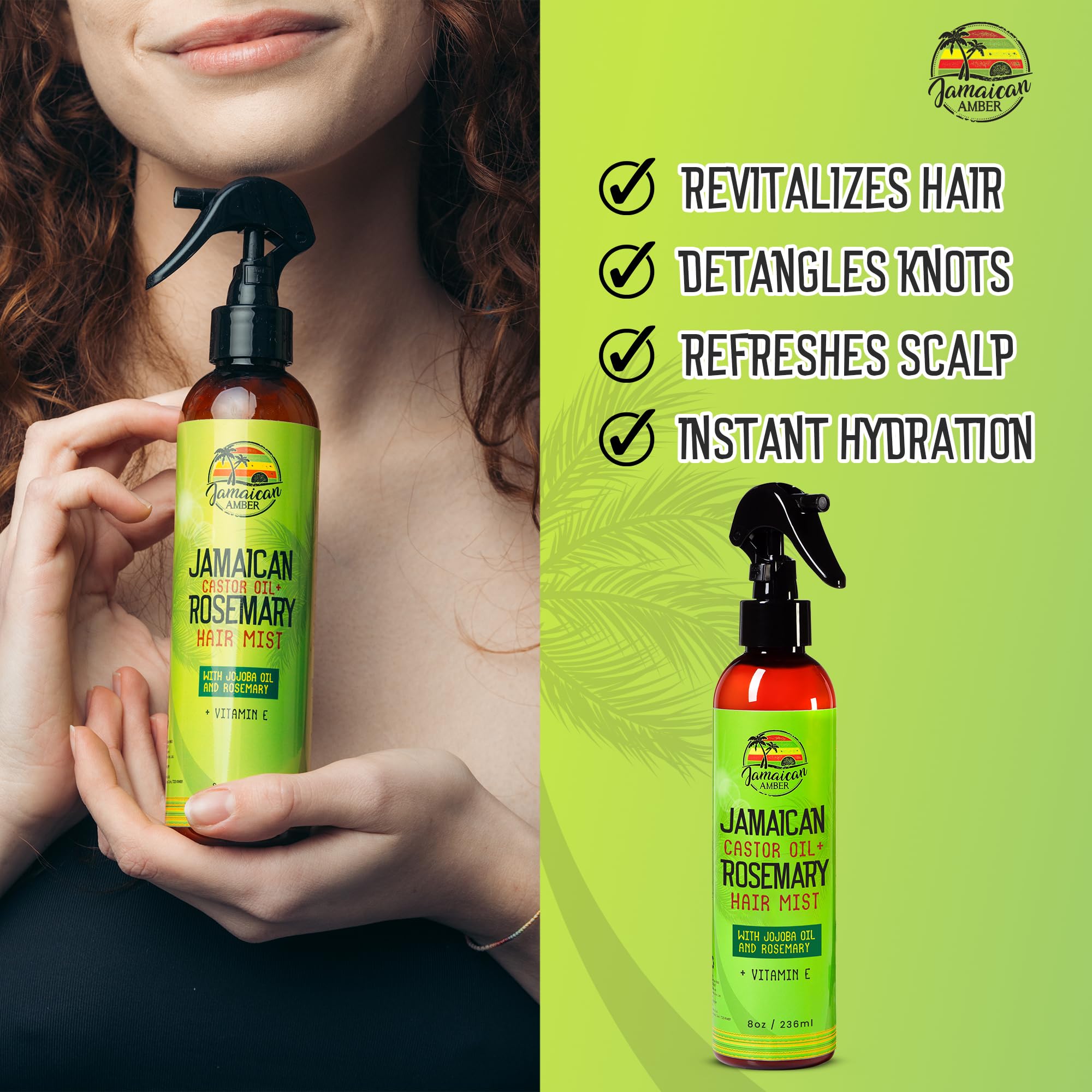JAMAICAN Ambre extrait romarin pour revitalisation capillaire.