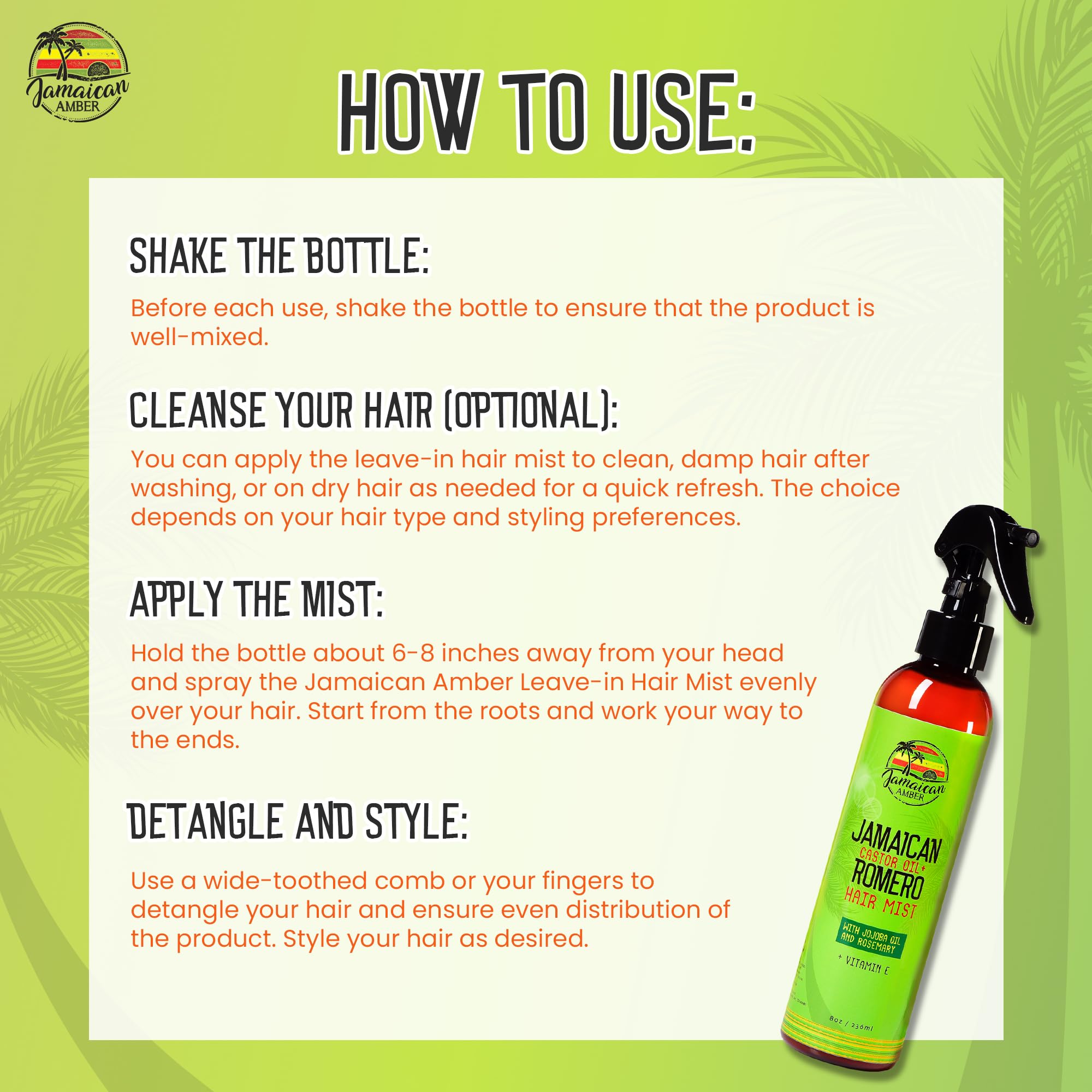 JAMAICAN Ambre huile ricin renforçant les cheveux et la brillance.