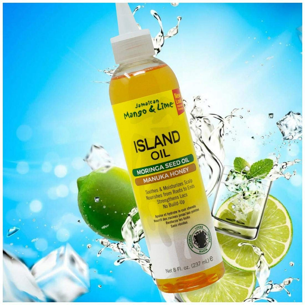 Jamaican Mango Lime Island Oil – application sur le cuir chevelu, démêlage facilité.