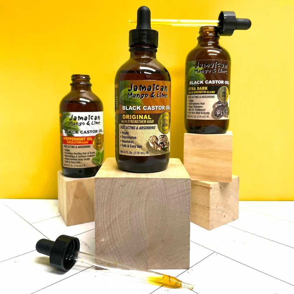 Aromatique menthe poivrée dans l'huile ricin noire pour une sensation rafraîchissante