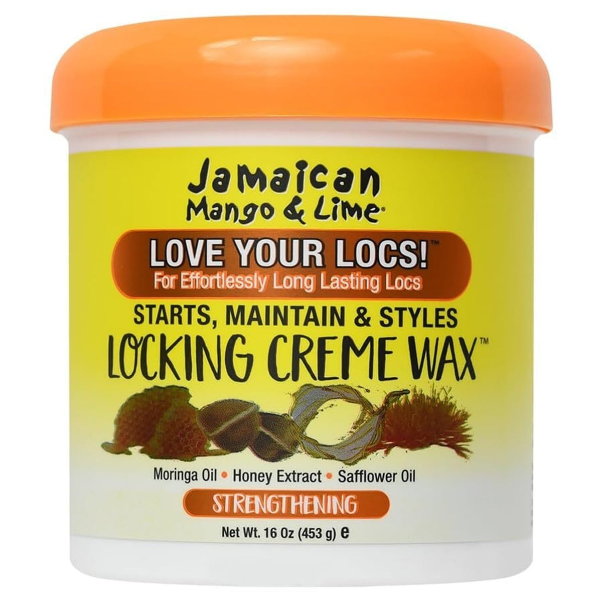 Jamaican Mango & Lime Locking Creme Wax, bouteille prête pour locs propres et bien définis.