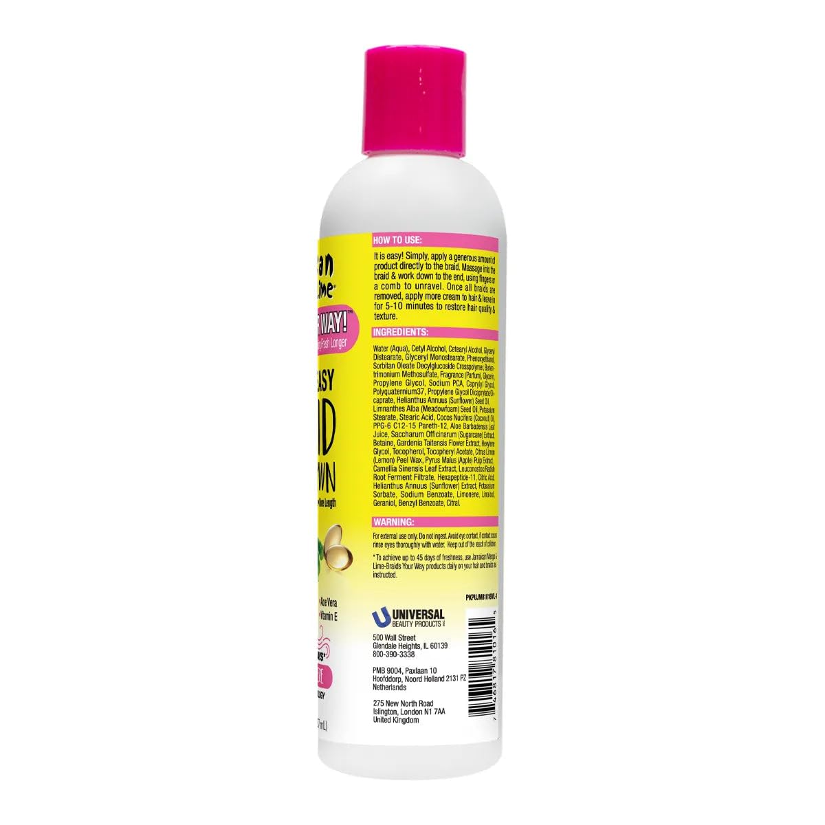 Jamaican Mango & Lime lotion hydrate les cheveux pendant le démêlage des tresses.