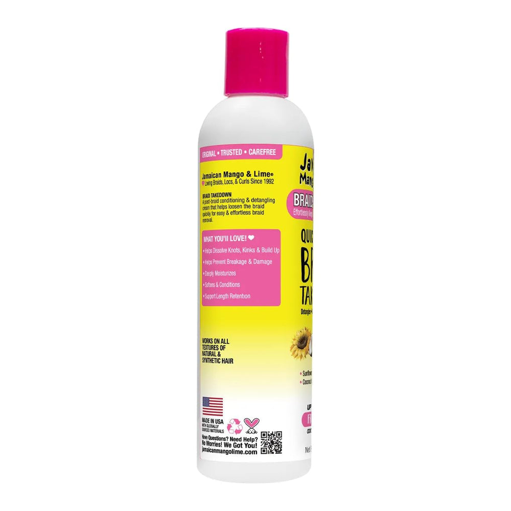 Jamaican Mango & Lime lotion réduit la casse lors du retrait des tresses.