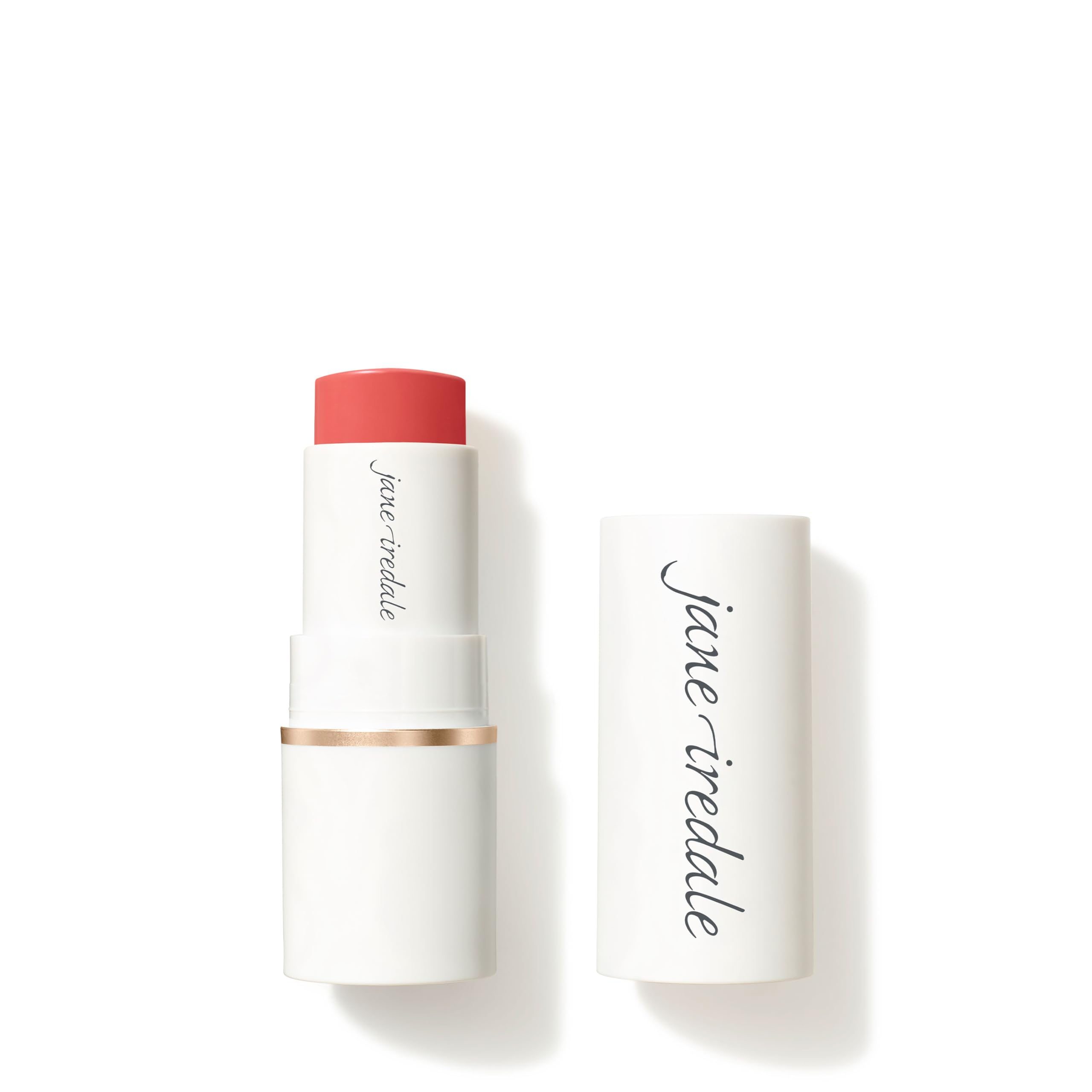 Jane Iredale Glow Time Blush Stick dans son étui compact pour un éclat naturel rapide.