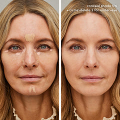 Jane Iredale PureMatch Liquid Concealer teinte 5W, swatches montrant la nuance et la couvrance.