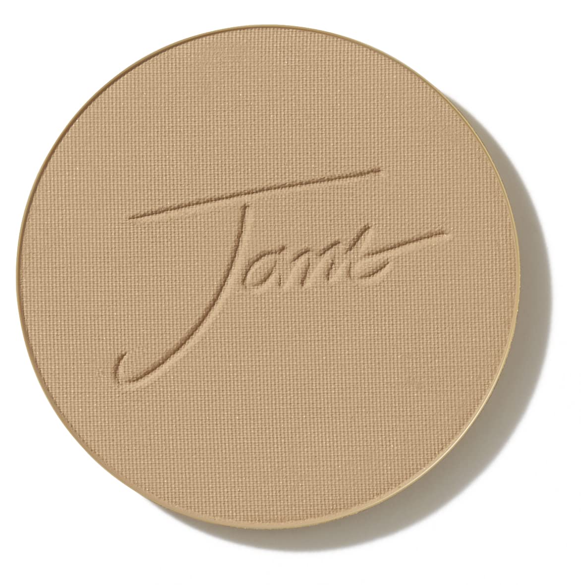 Jane Iredale PurePressed Base Refill Latte dans le compact, couvrance légère et finition mate.