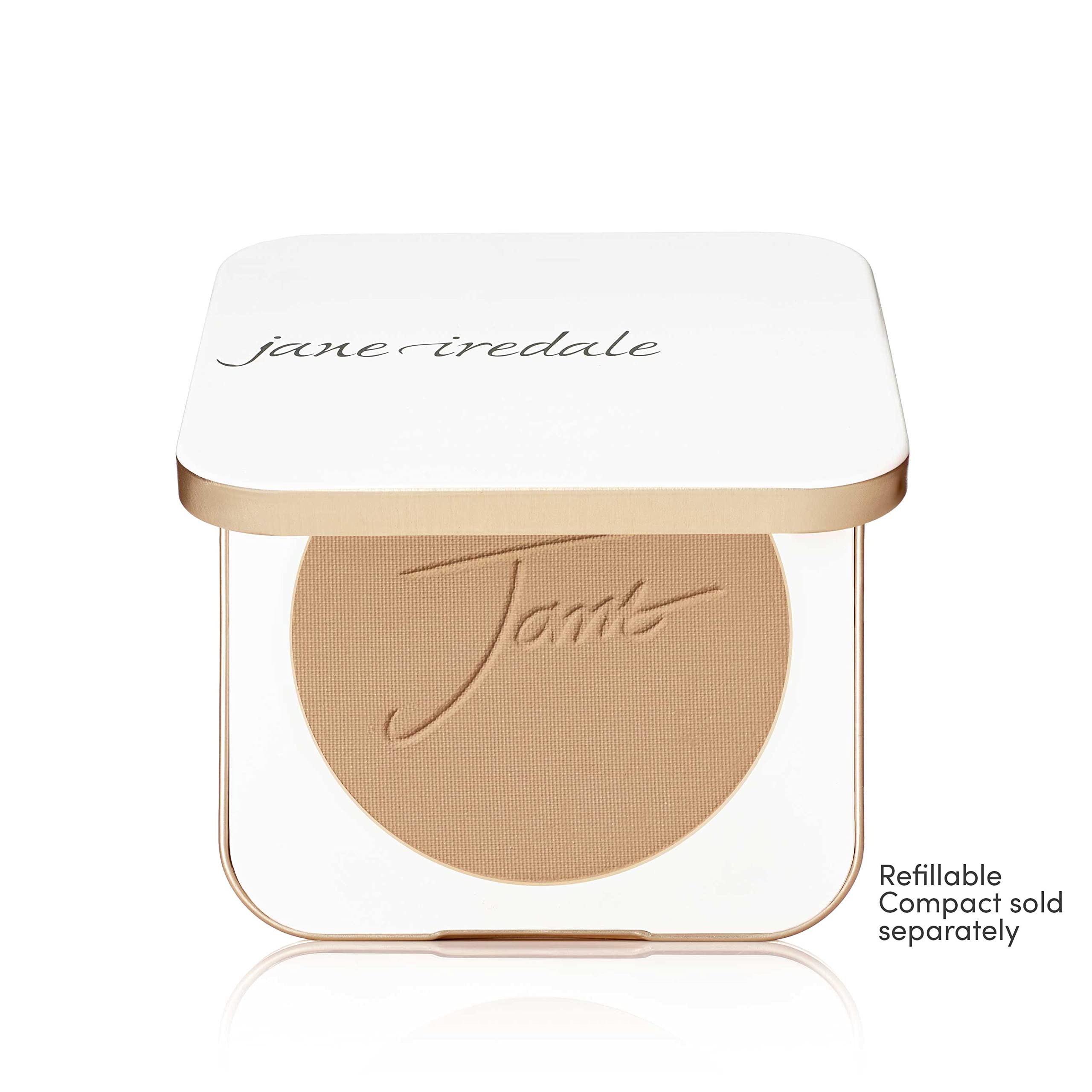 Jane Iredale PurePressed Base Refill Latte, protection solaire intégrée pour un fini homogène.
