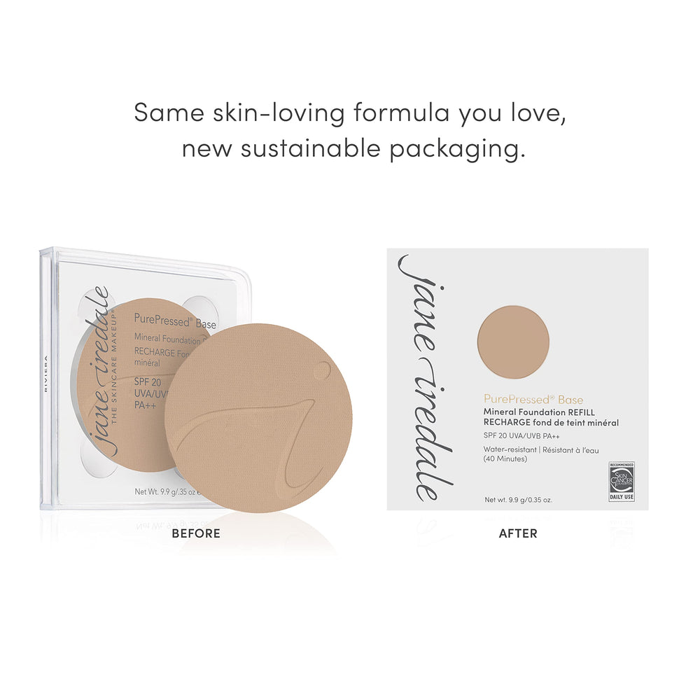 Jane Iredale PurePressed Base texture légère et sans huile pour une sensation naturelle.