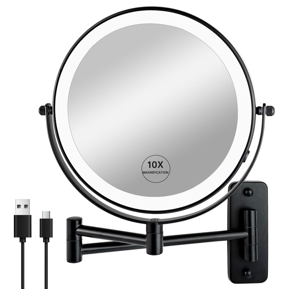 Miroir JANEEVA 8 pouces éclairé, vue générale du visage pour le maquillage.
