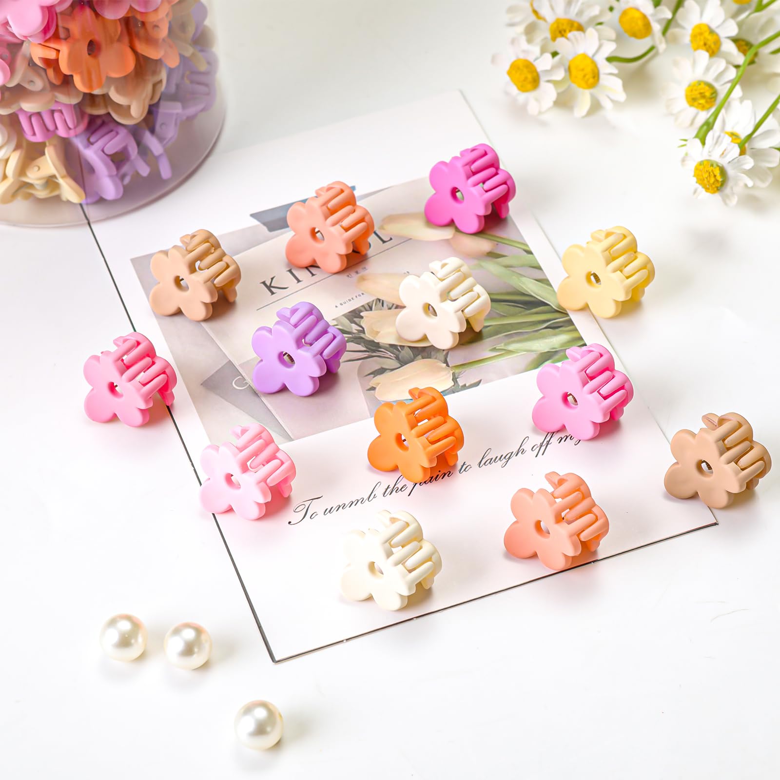 JANFUN pinces-cheveux-fleurs-mini pêche, apporte une touche estivale et pratique.
