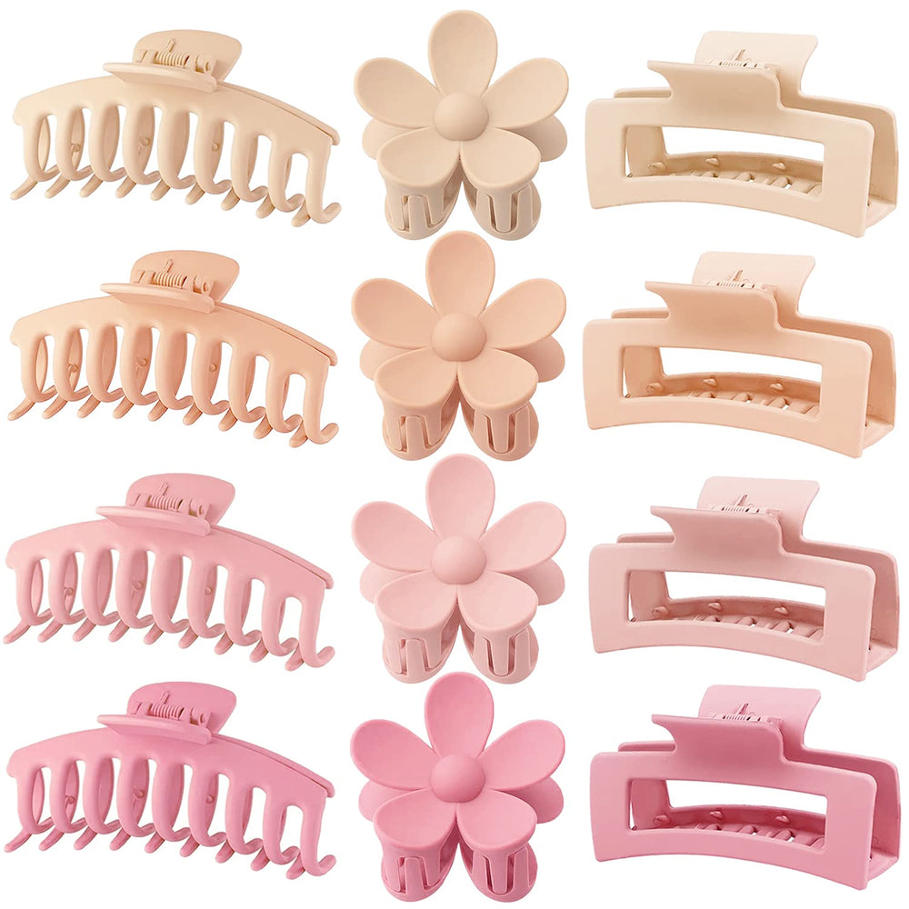 JANFUN pinces fleurs roses pour cheveux, maintien élégant et durable.