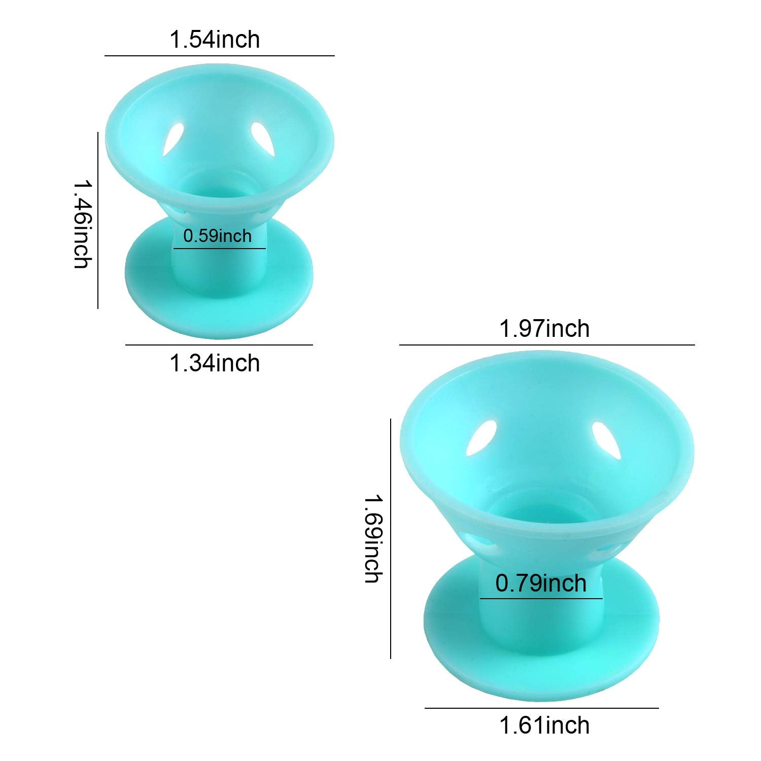 Rouleaux grands JANYUN silicone cyan pâle pour boucles volumineuses