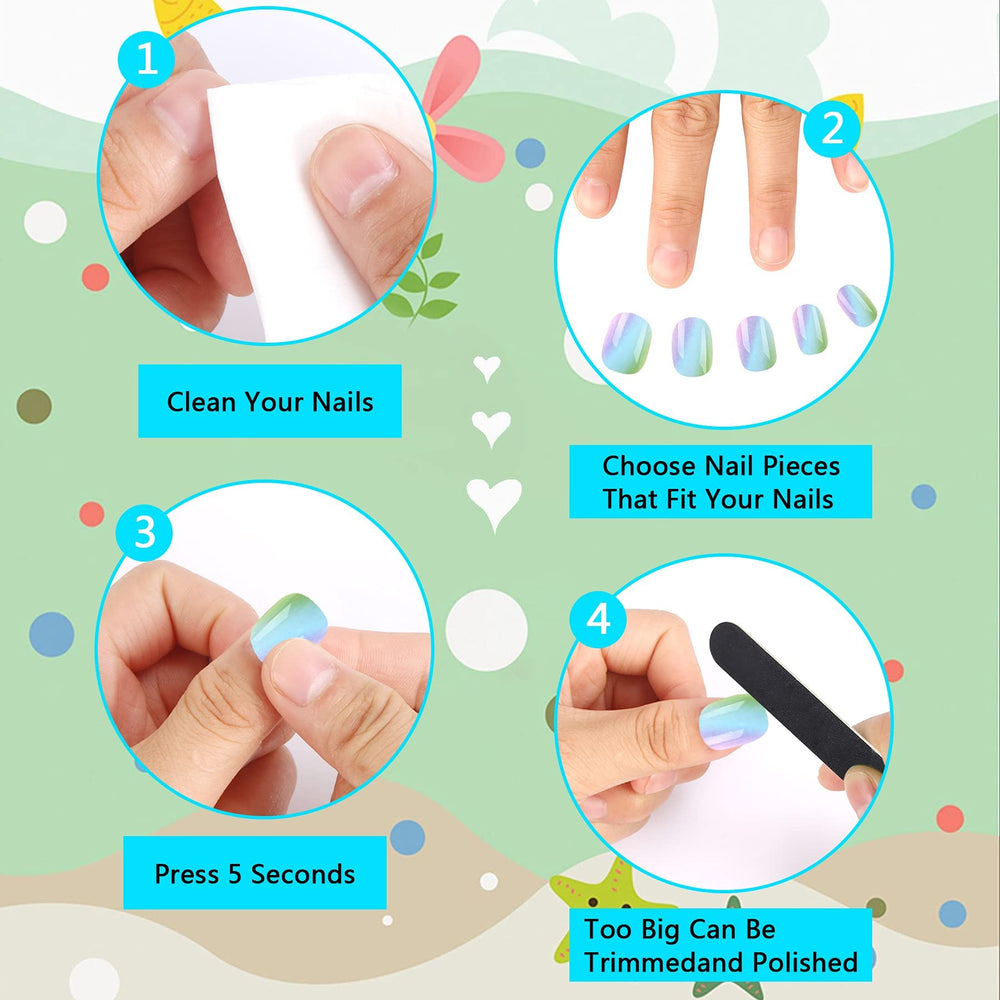 Ongles JANYUN coeur bleu : motif tendre pour cadeau mignon