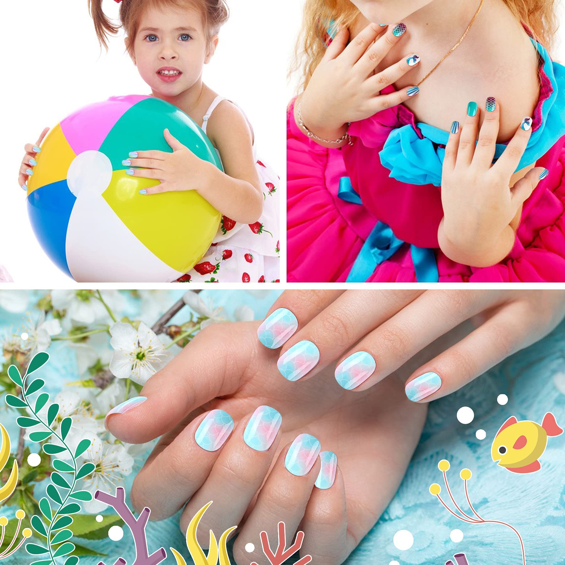 Ongles JANYUN design arabesque bleu : allure délicate pour atelier fait maison