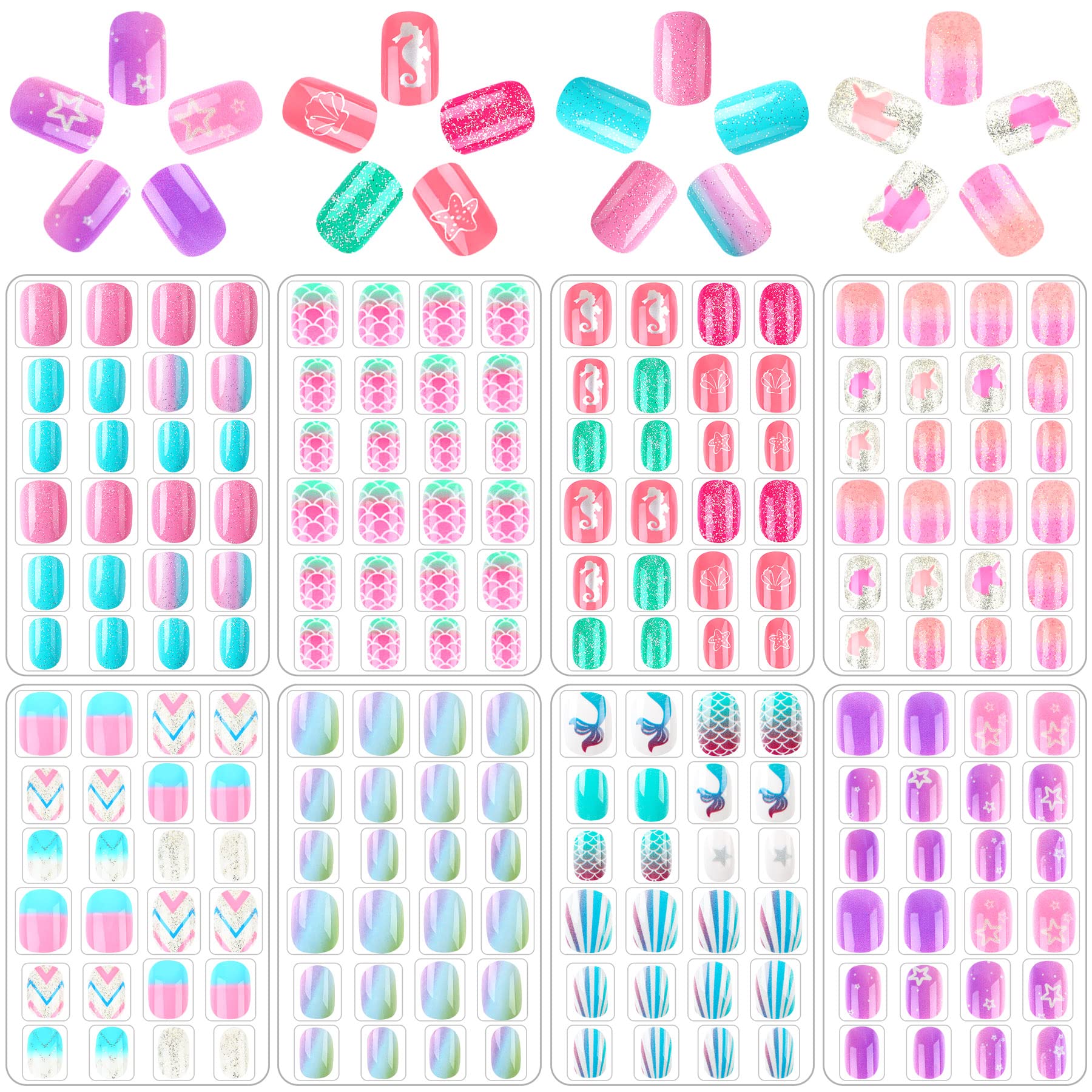 Ongles autocollants JANYUN gradient rose-violet pour filles