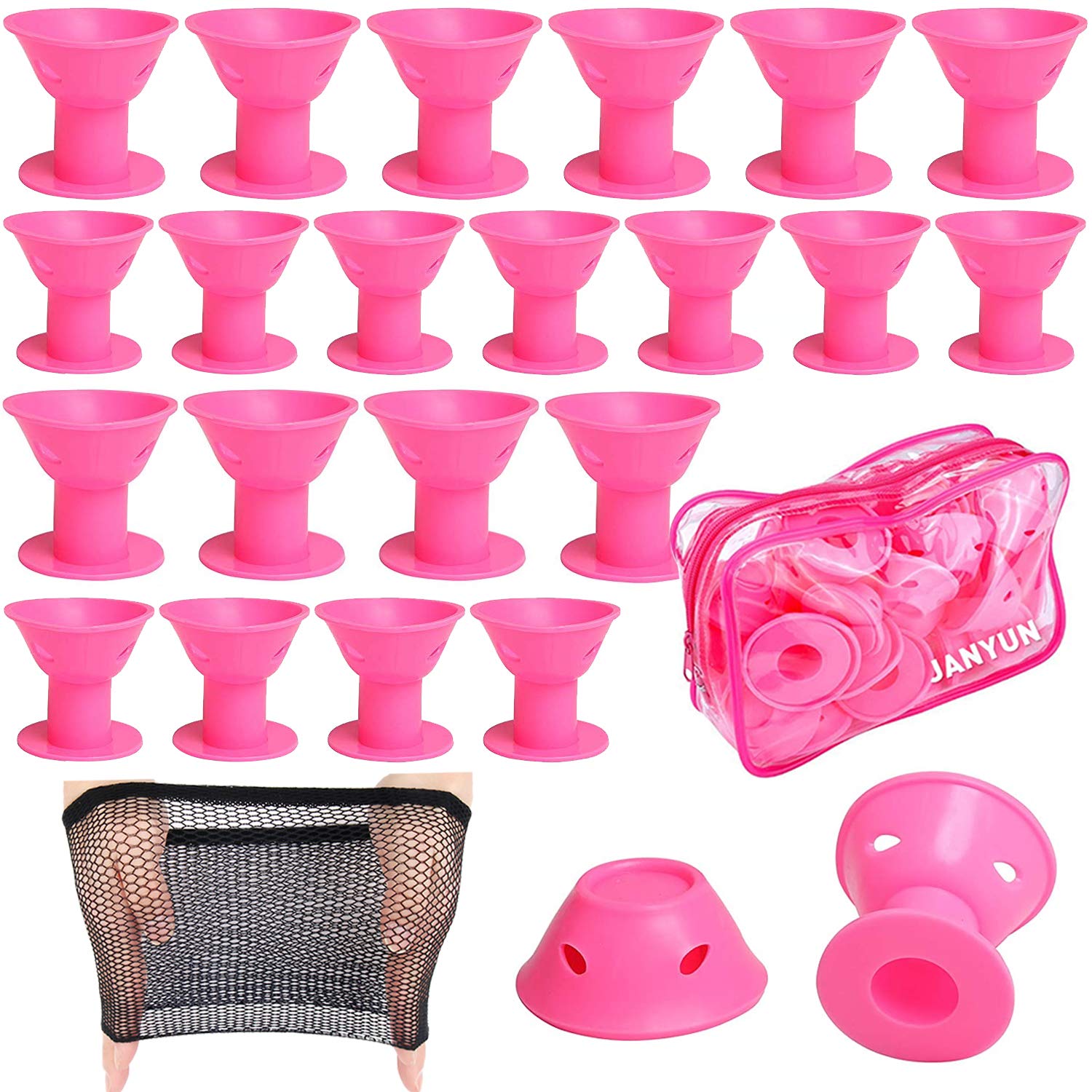 Rouleaux-coiffants silicone grandes de JANYUN pour boucles faciles sans chaleur