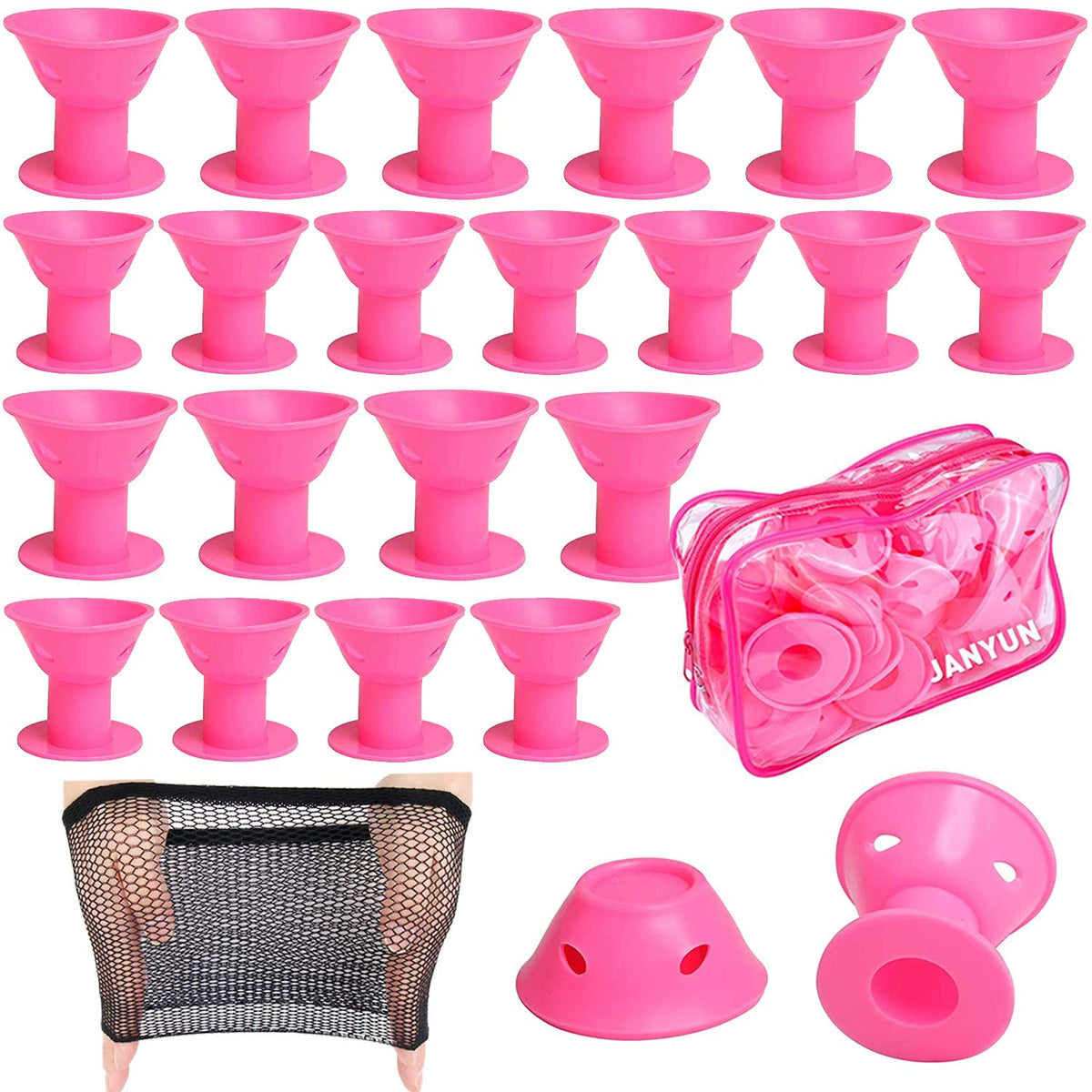 Rouleaux-coiffants silicone grandes de JANYUN pour boucles faciles sans chaleur