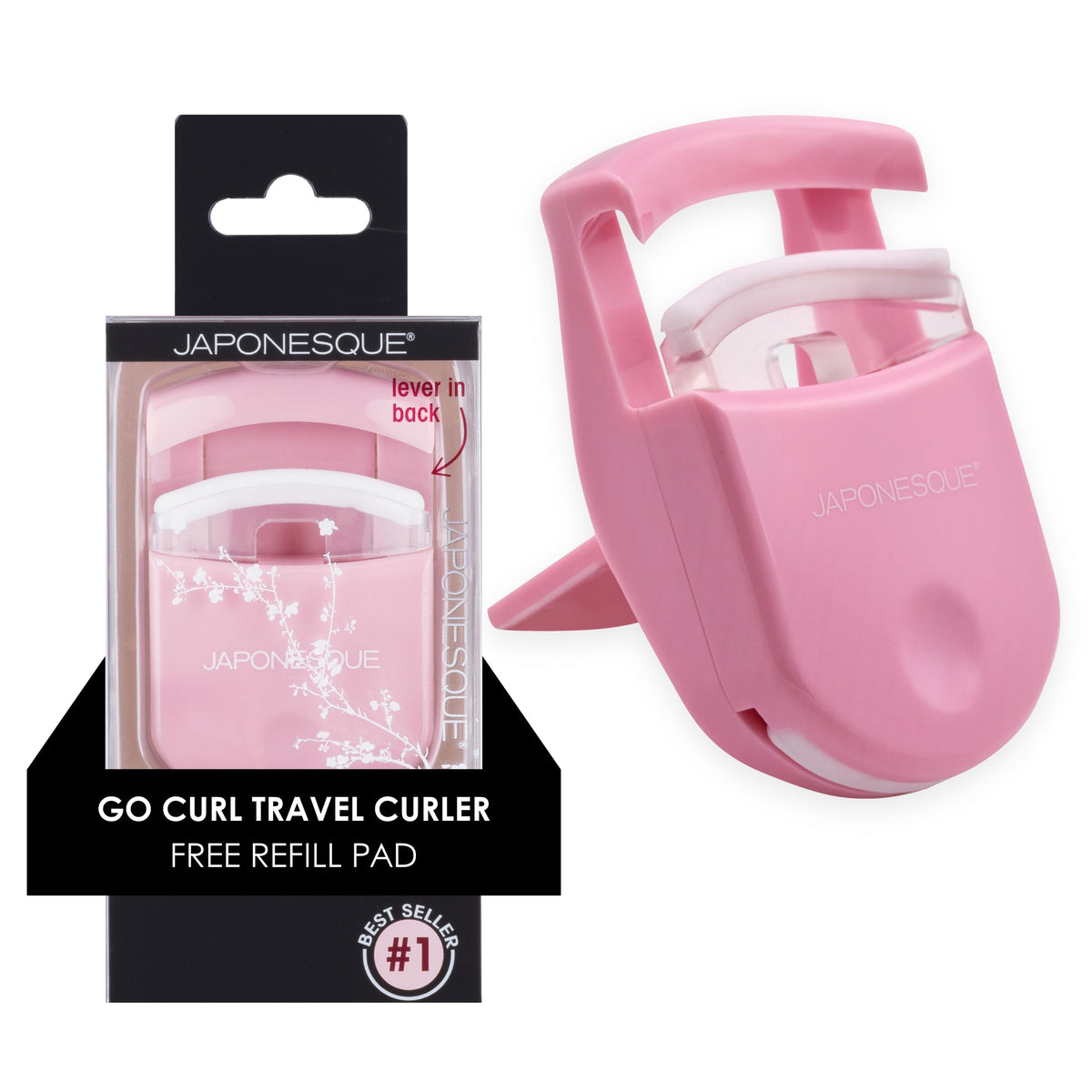 Recourbe-cils JAPONESQUE de voyage, rose, format compact pratique.