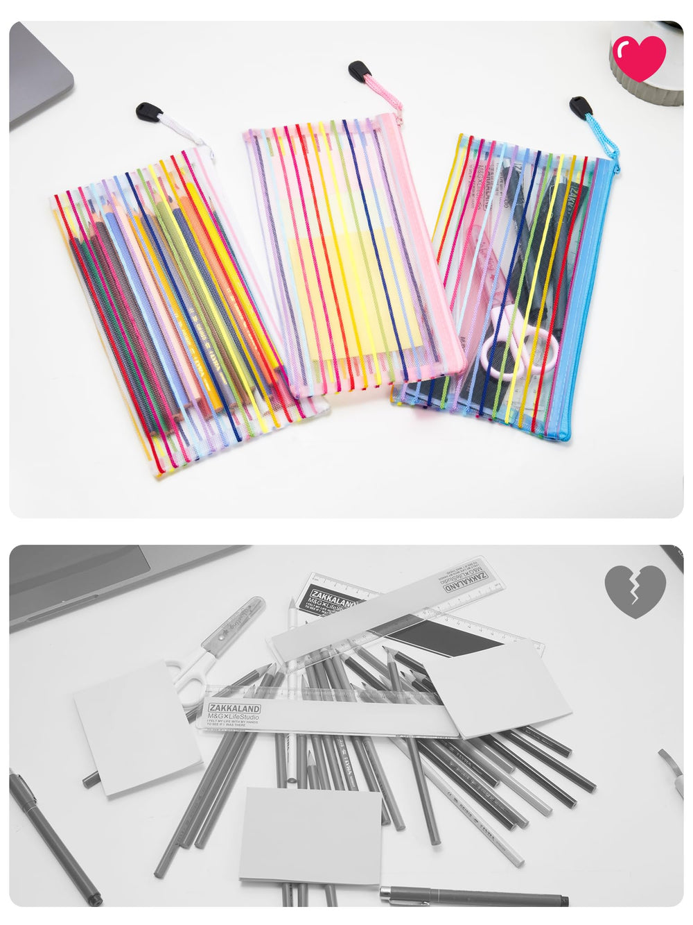 Trousse mesh JarLink rose, rangement élégant pour petits objets et accessoires.
