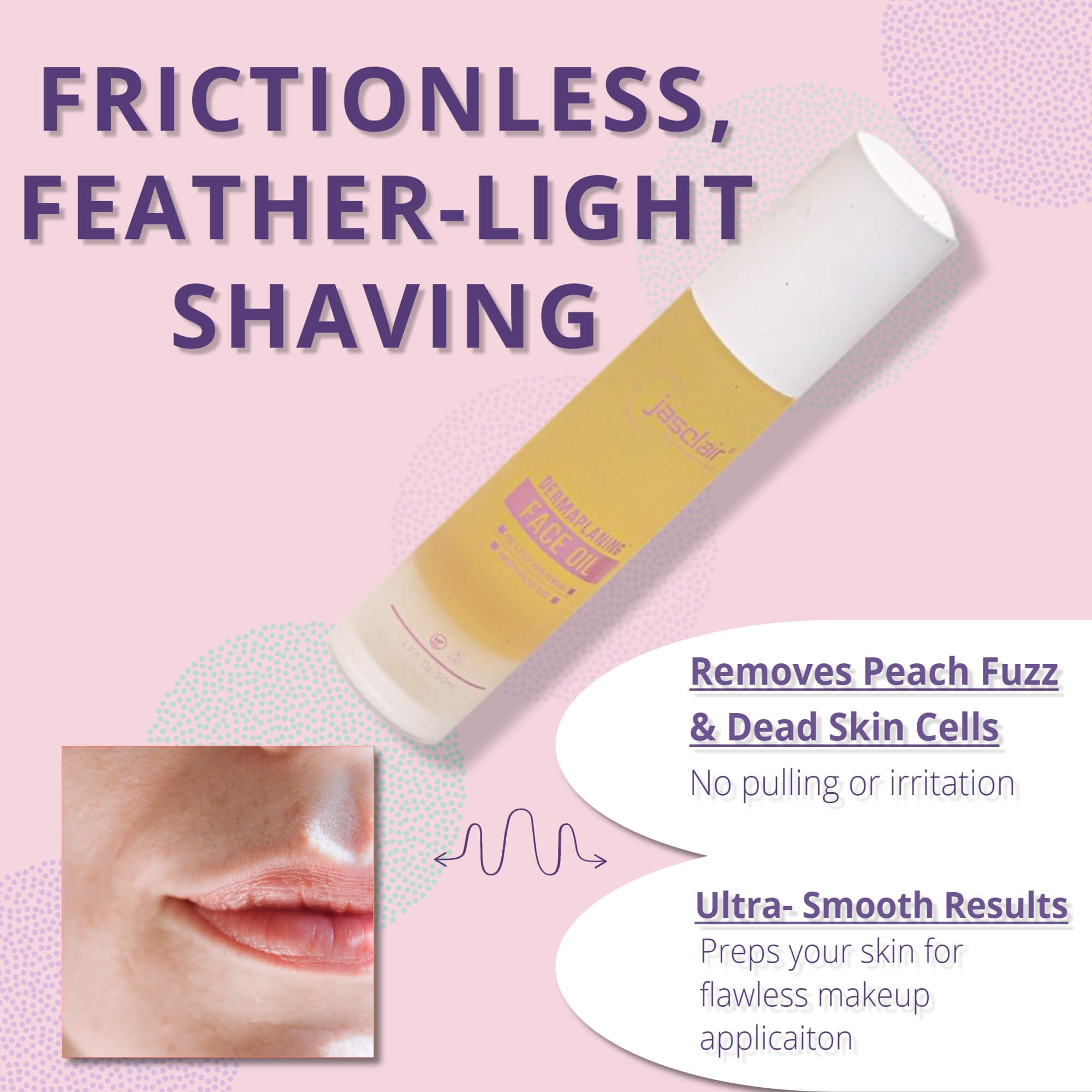 Jasclair Dermaplaning Oil: pré-rasage doux pour cheveux fins.