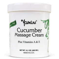 Crème de massage Jasmine au concombre dans le flacon, hydratation et douceur.
