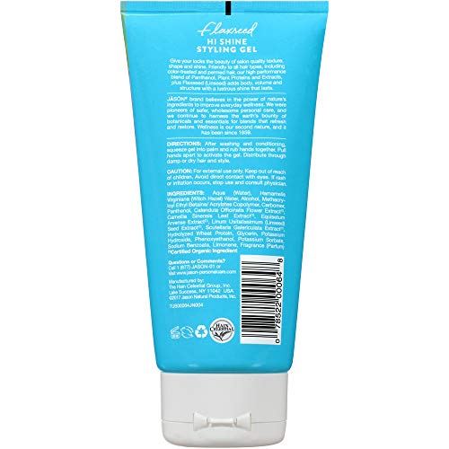 Texture et brillance du Gel Flaxseed Hi-Shine Jason appliquées sur cheveux