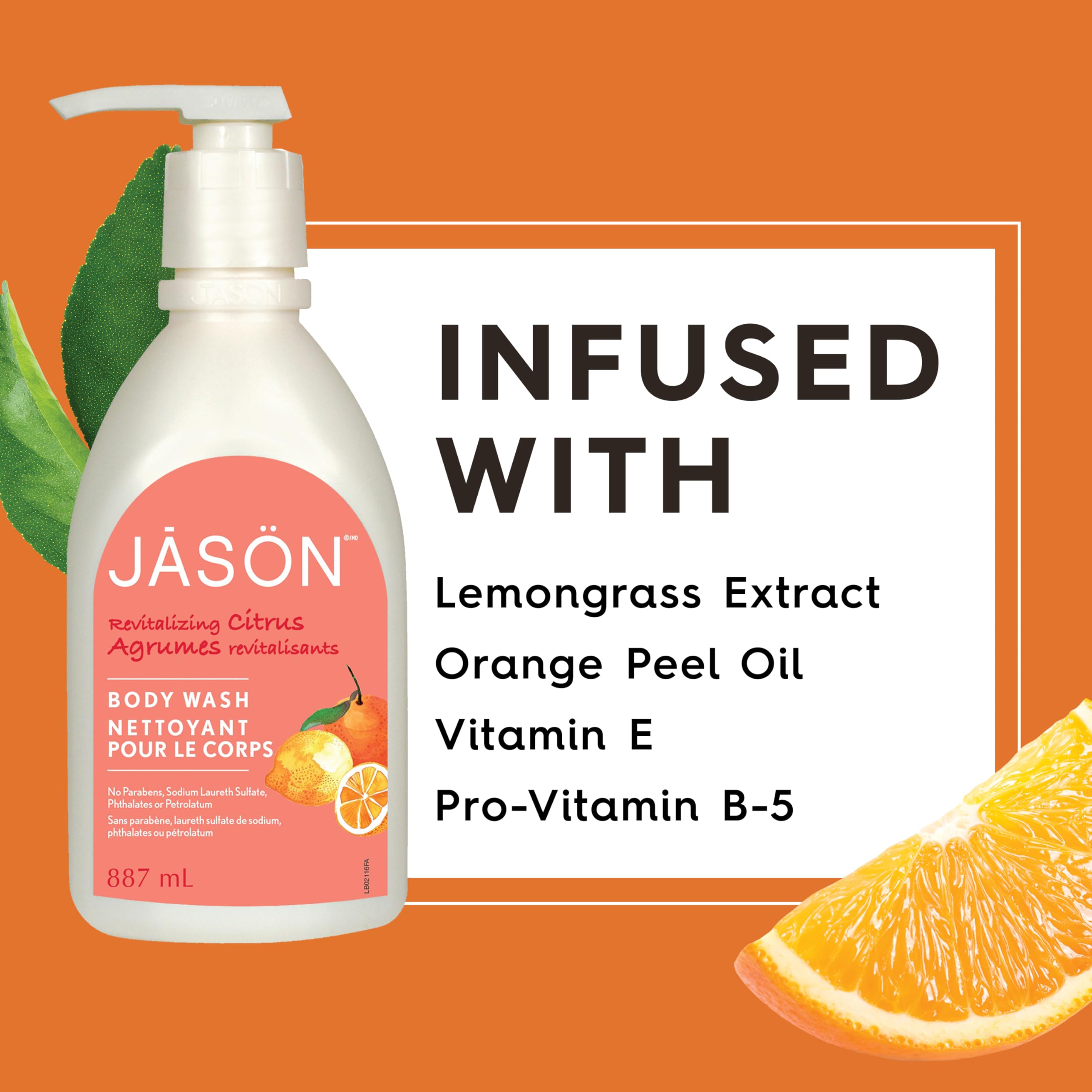 Gel douche Jason citron – huile d'abricot offrant douceur cutanée.