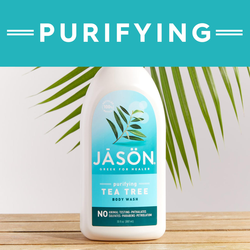 JASON gel douche purifiant à l’arbre à thé — vitamines et ingrédients nourrissants pour la peau.