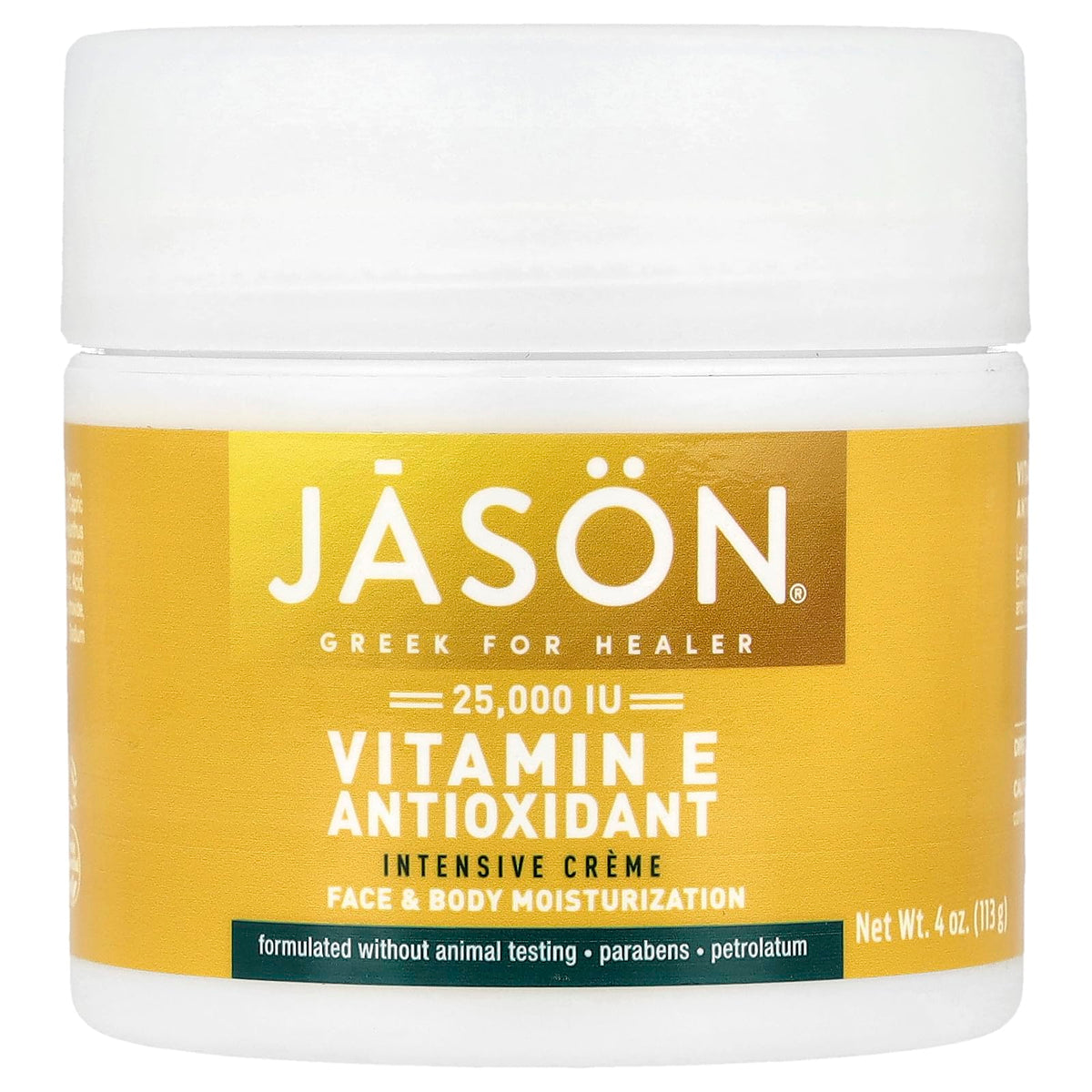 JASON Vitamine E Age Renewal Crème, pot visible, hydratation durable pour peau mature.