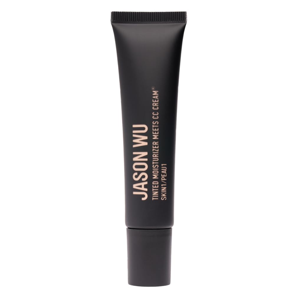 Swatches of Jason Wu Tinted Moisturizer in 12 shades for diverse skin tones.