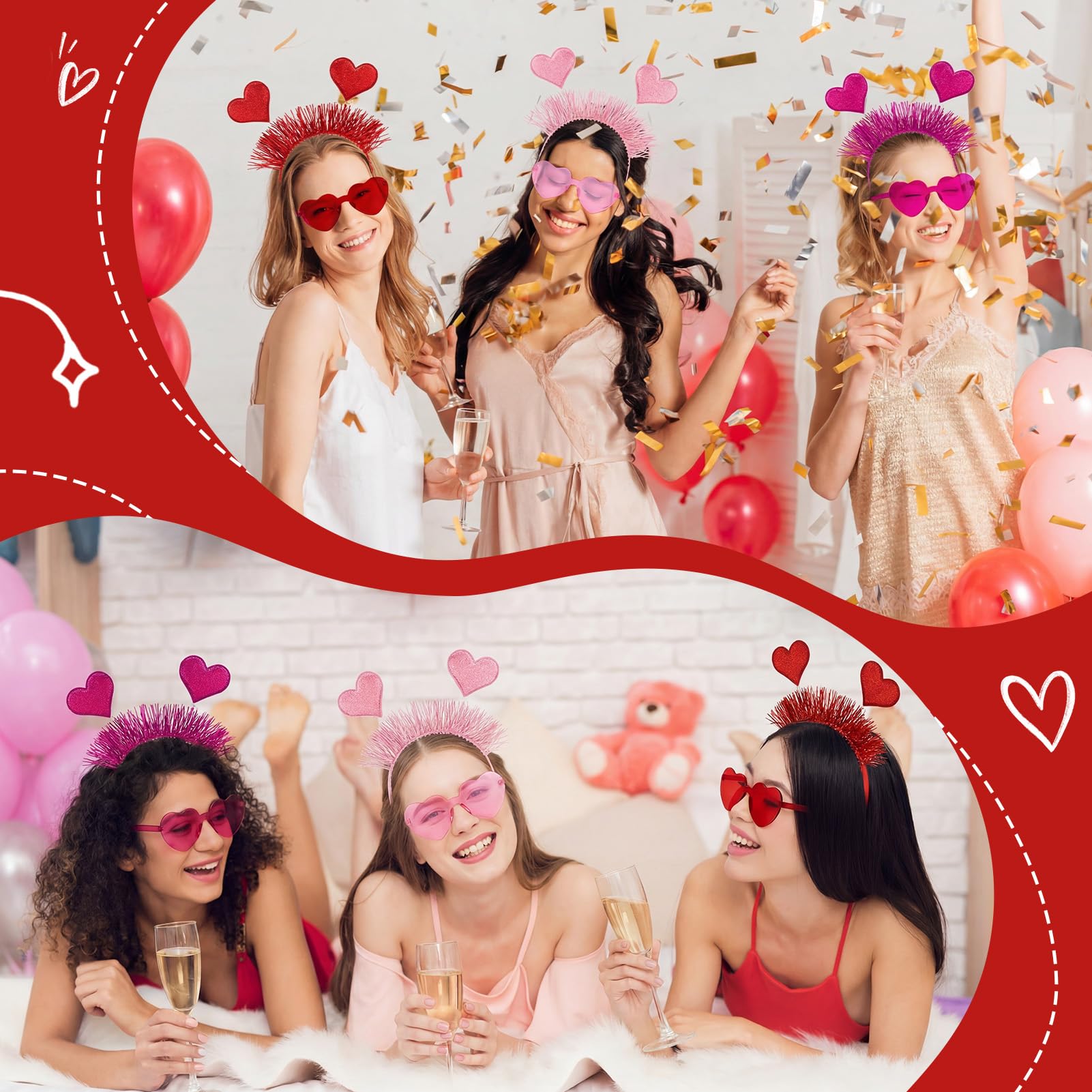 Lunettes cœur en polycarbonate rose JATEBI, ambiance joyeuse et photo.