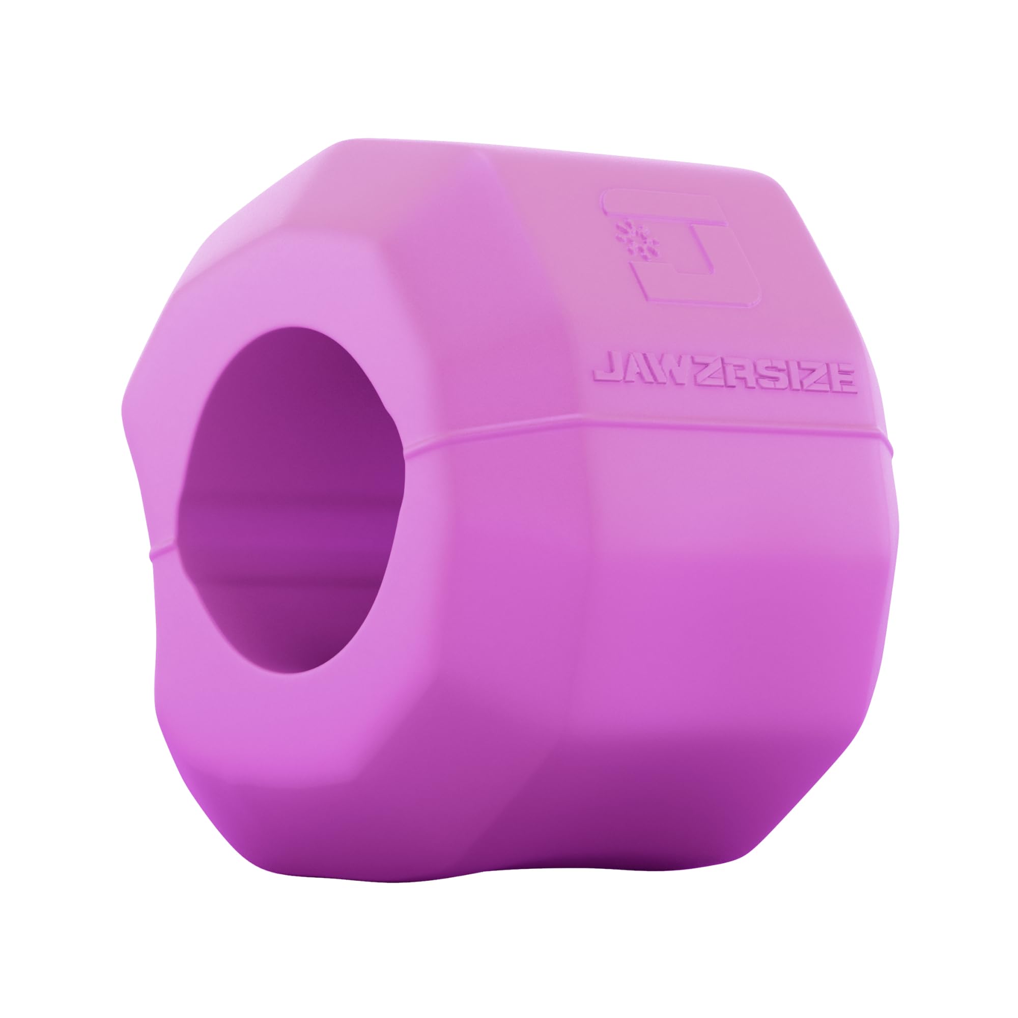 Jawzrsize exérciteur mâchoire rose en action pour tonifier le visage.