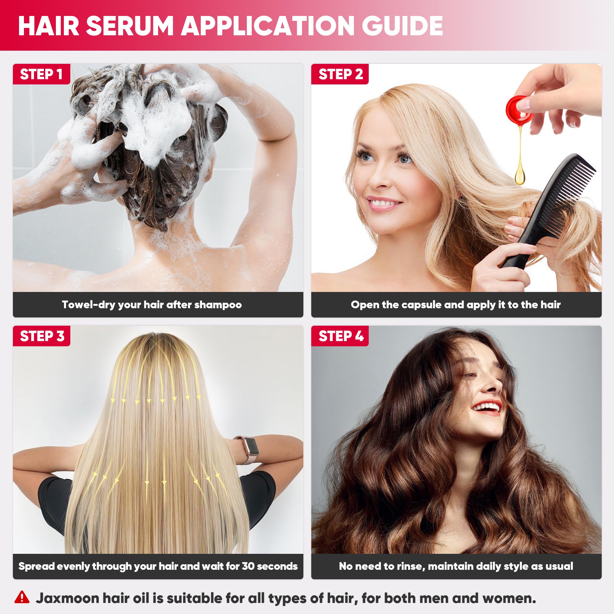 Cheveux plus doux et brillants grâce aux huiles végétales.