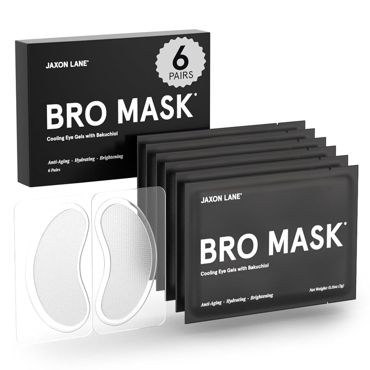 Patchs hydrogel Bro Mask de Jaxon Lane pour les yeux, hydratants et rafraîchissants.