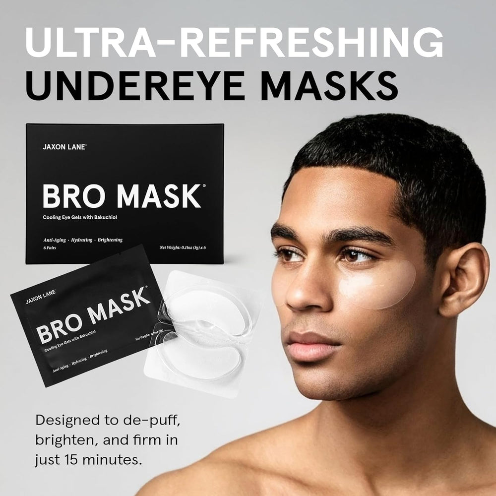 Poches sous les yeux atténuées avec Jaxon Lane Bro Mask pour un regard reposé.