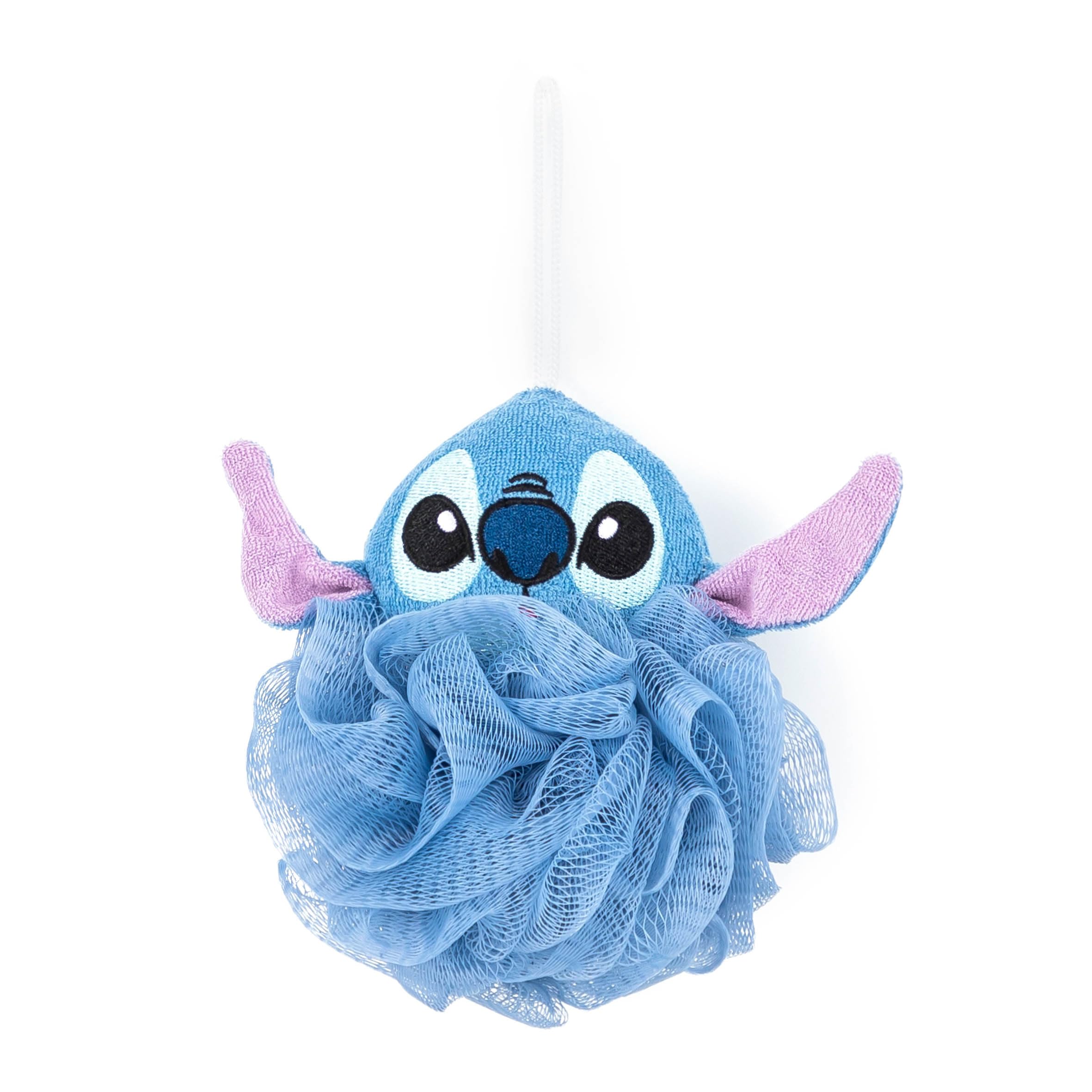 Jay Franco loofah Stitch applique 3D pour bain ludique et coloré.