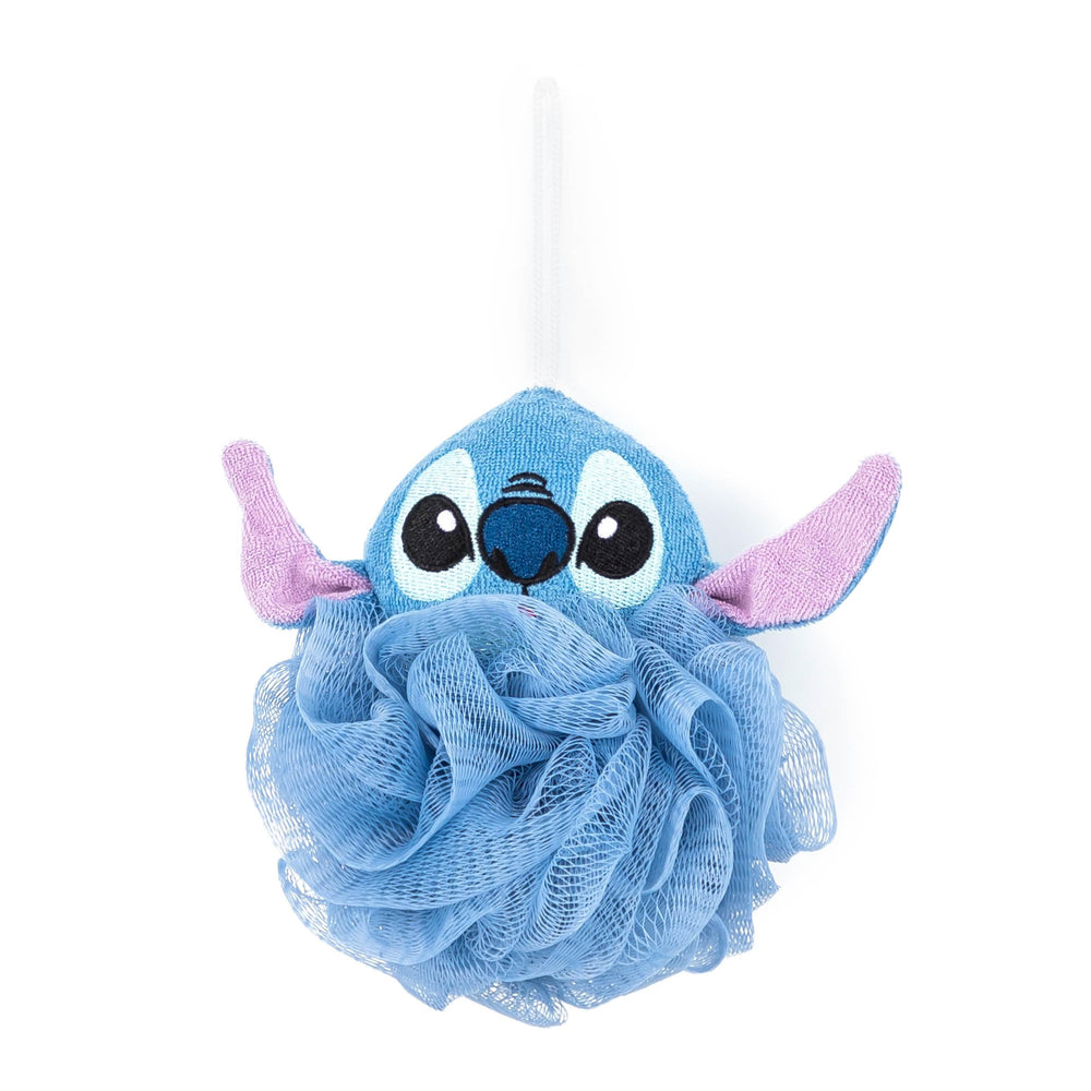Jay Franco loofah Stitch applique 3D pour bain ludique et coloré.