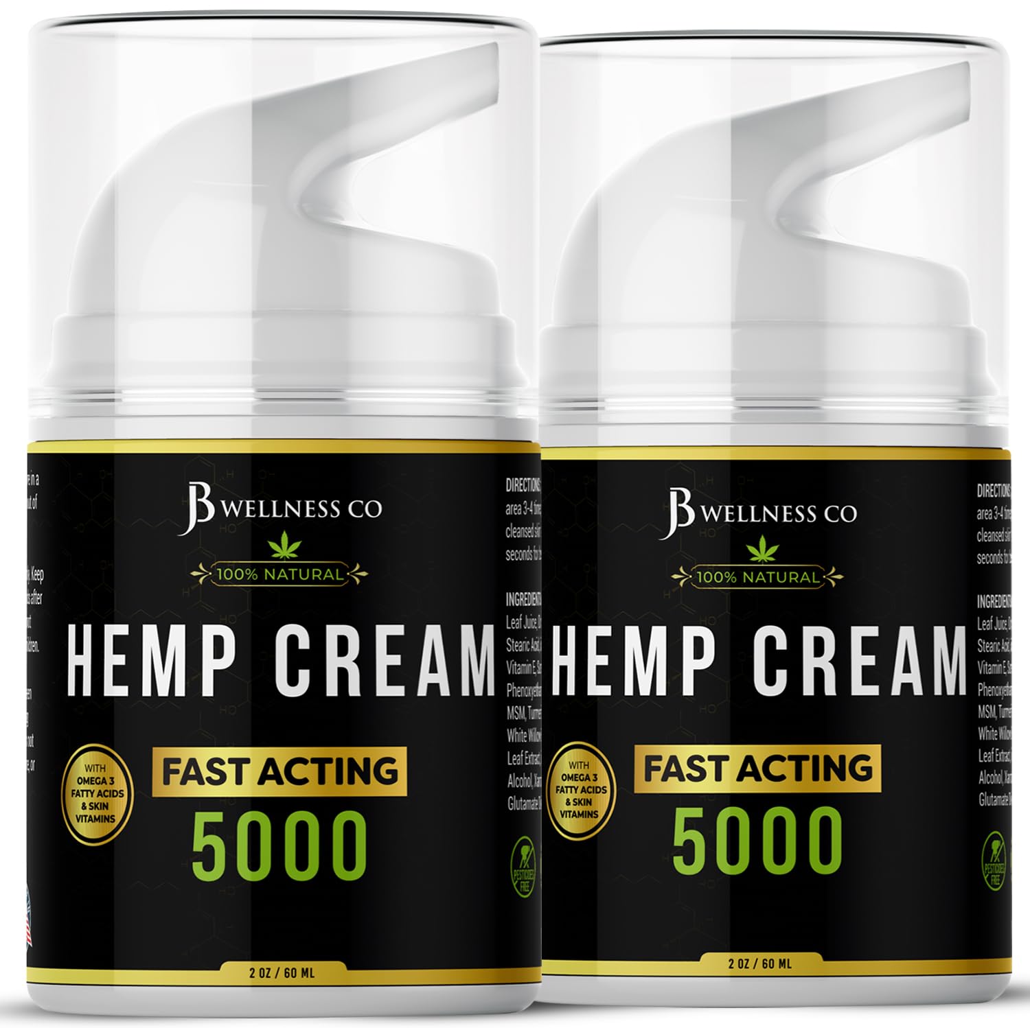 JB Wellness Co Crème chanvre: pack double, hydratation durable sans gras