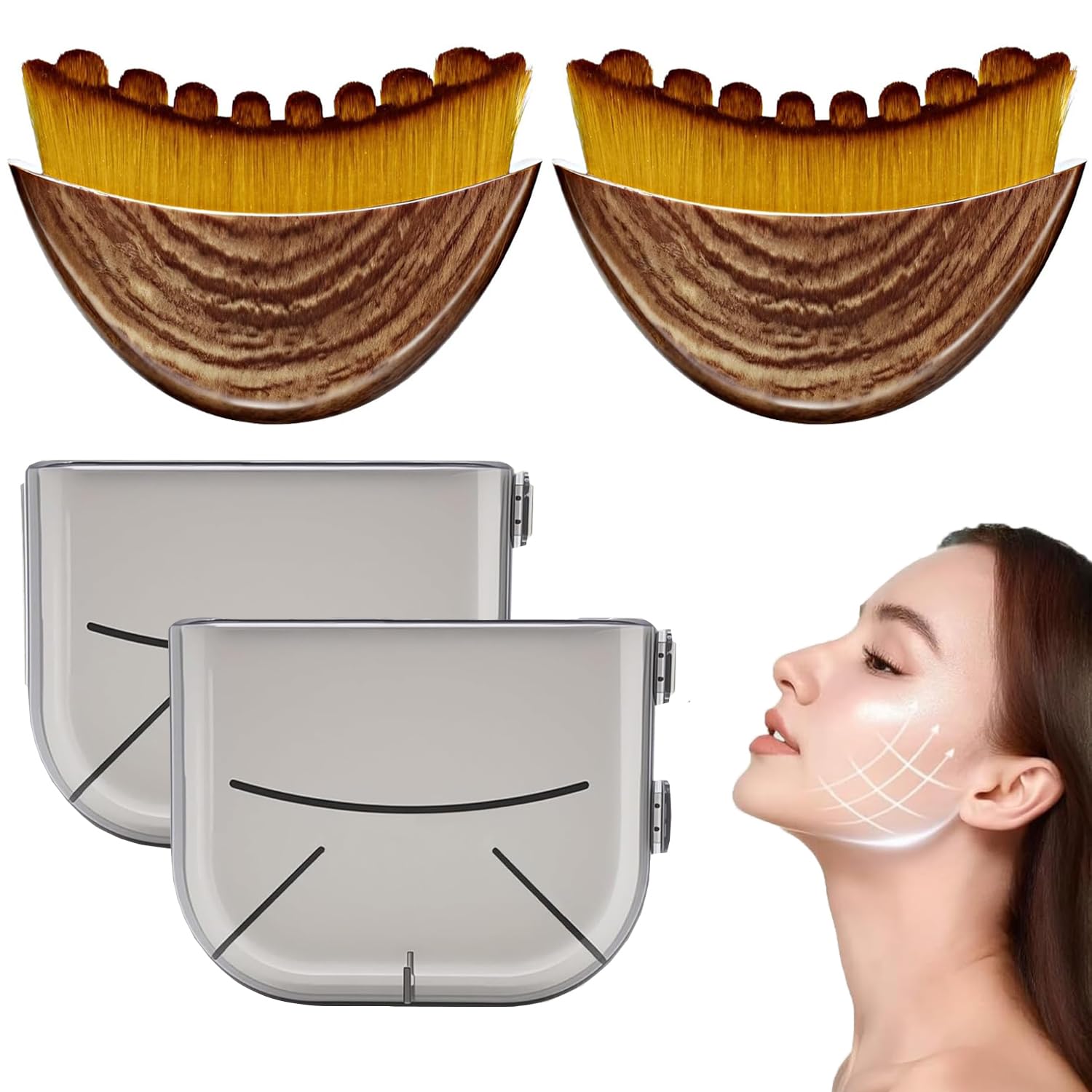 Brosse lymphatique JBSZTH – ensemble 2-pack favorisant le contour du visage et drainage.