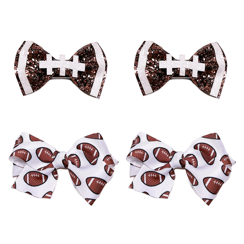 JDRGJTH barrettes football américain avec noeud scintillant prête pour fête sportive.