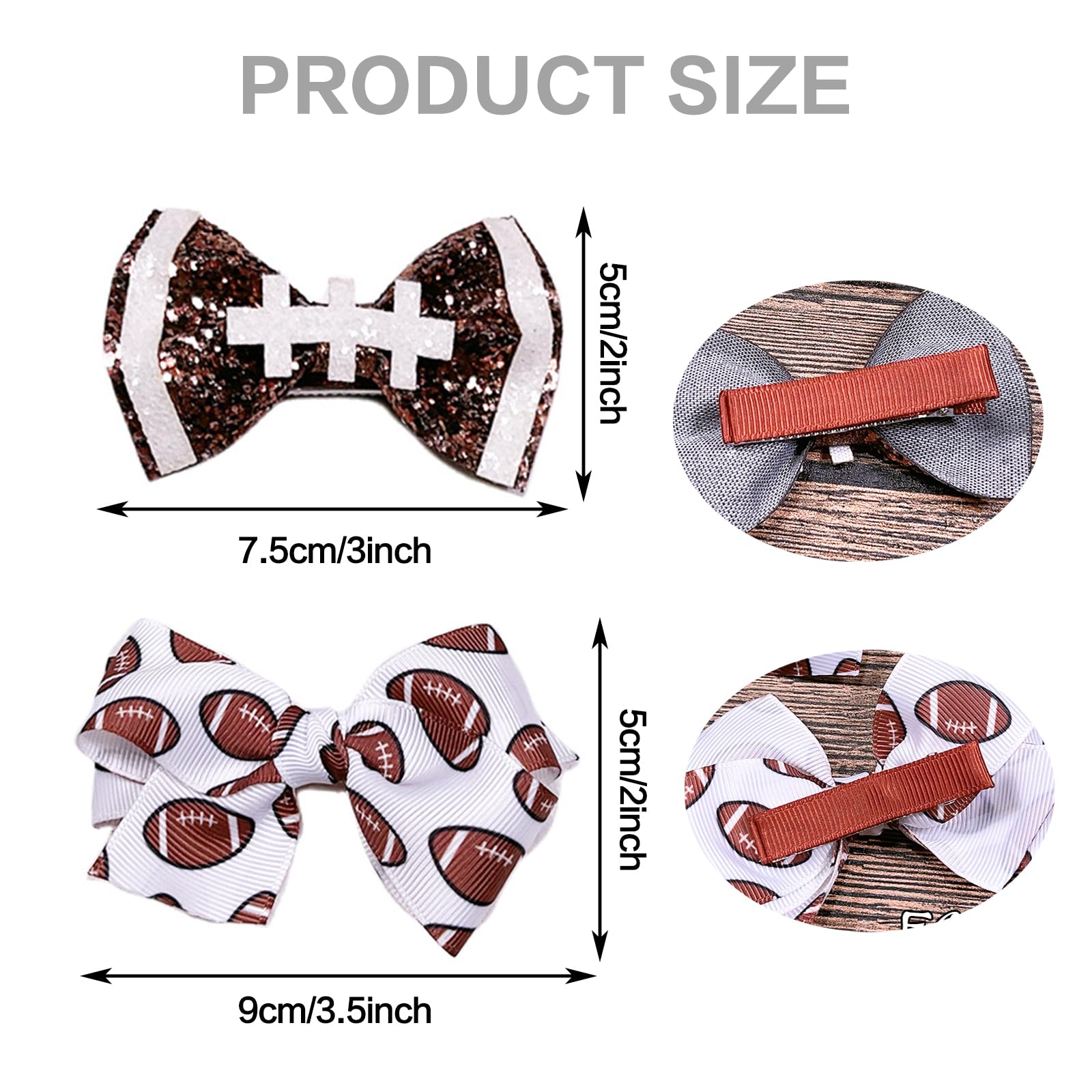 JDRGJTH barrettes football américain pour look sportif avec motifs et paillettes.