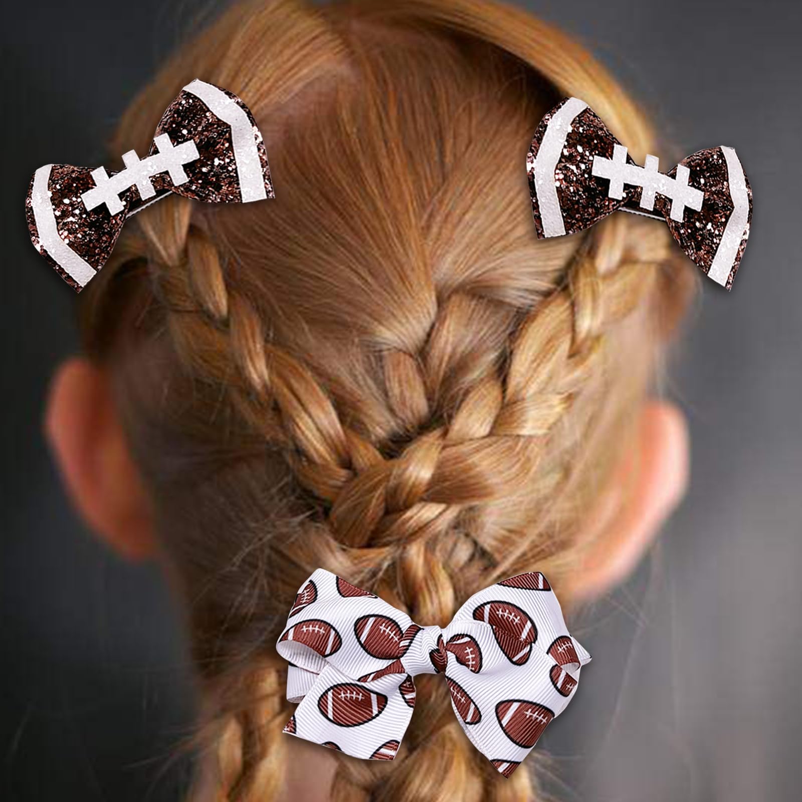 JDRGJTH motif nœud papillon brun et blanc sur barrettes pour événements.